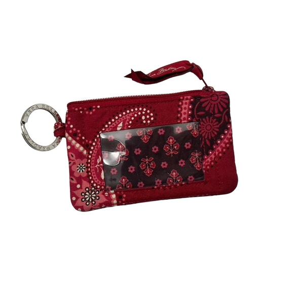 Vera Bradley Wristlet Pouch Wallet 6.5x3 & ID Keychain Pouch Mesa Red - Picture 4 of 11